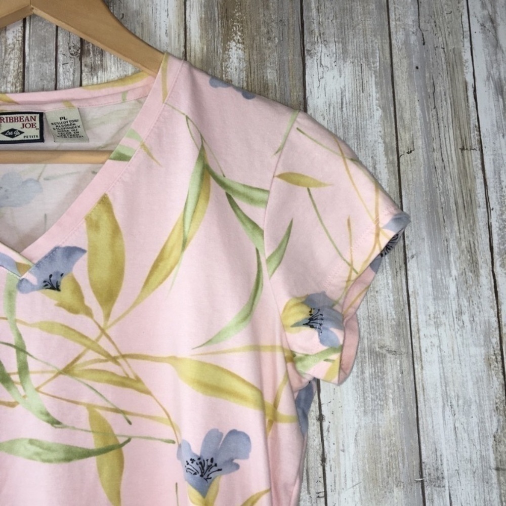 Caribbean Joe Pink Floral Crop Blouse - Picture 4 of 5